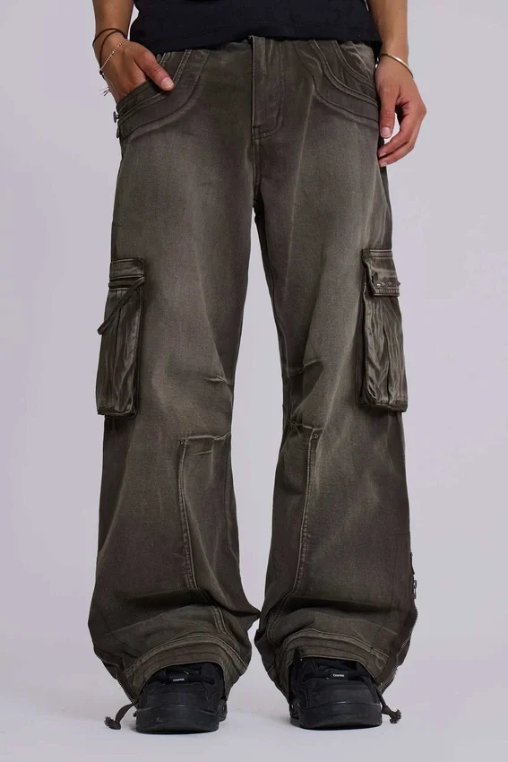 Verbleekte kaki Trooper-cargobroek
