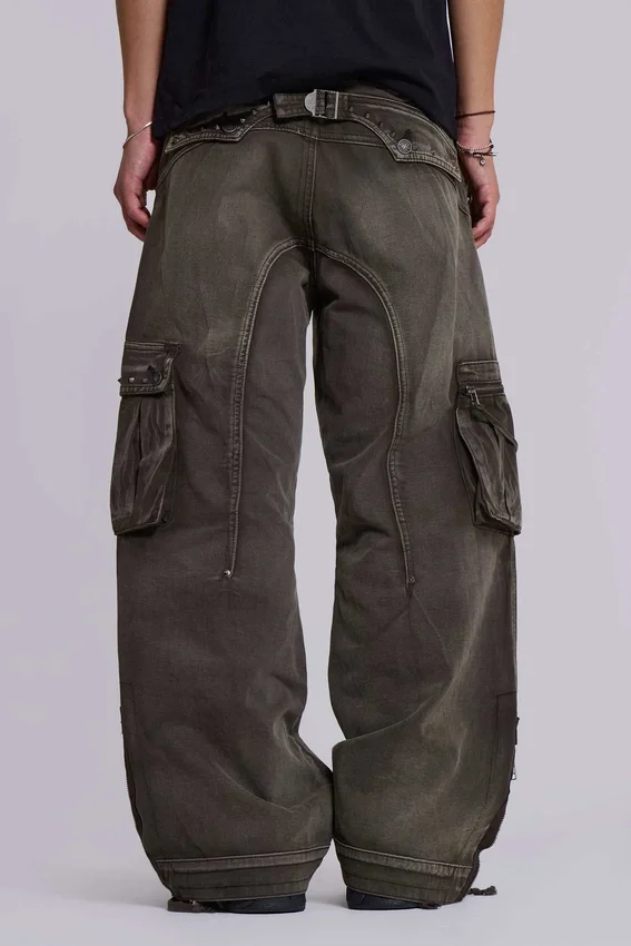 Verbleekte kaki Trooper-cargobroek