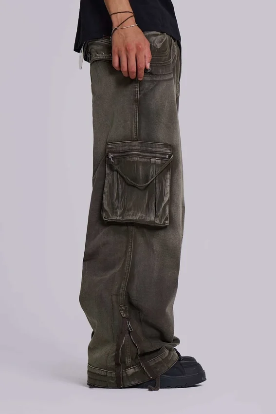 Verbleekte kaki Trooper-cargobroek