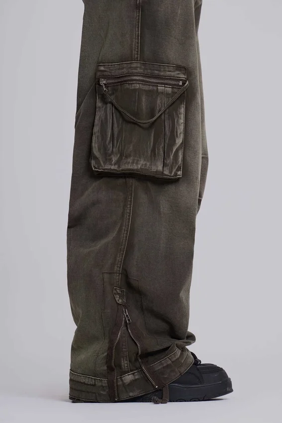 Verbleekte kaki Trooper-cargobroek