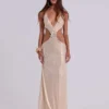 Vida rugloze maxi-jurk in goud
