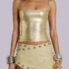 Vinta minirok van PU-leer met studs