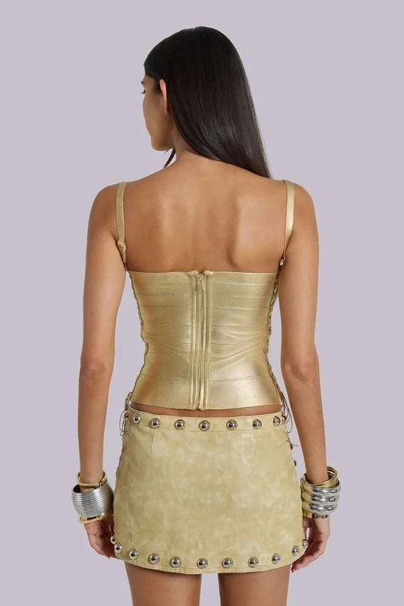 Vinta minirok van PU-leer met studs