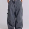 Vintage grijze parachute-cargobroek
