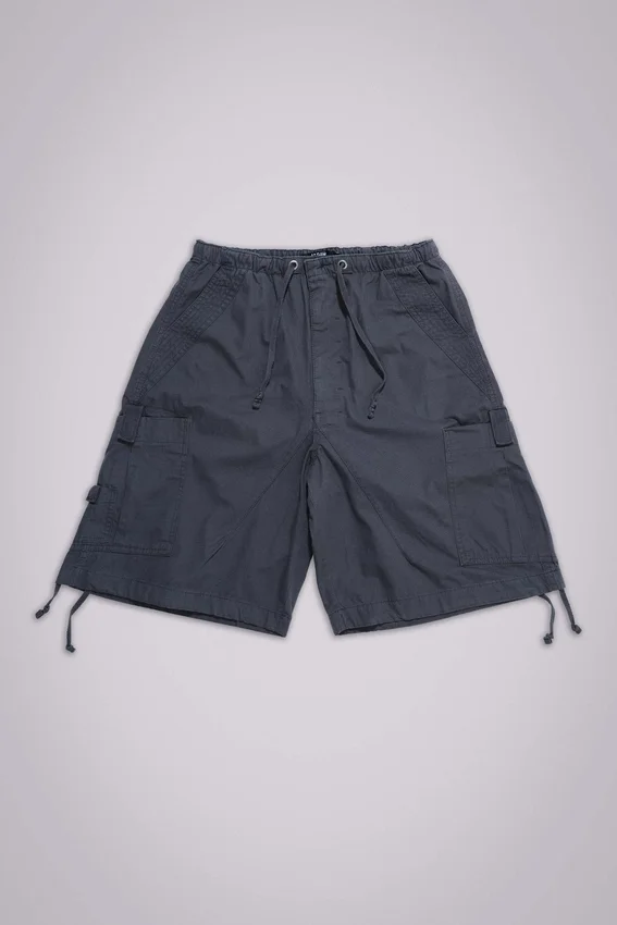Vintage grijze parachute-Cargoshorts
