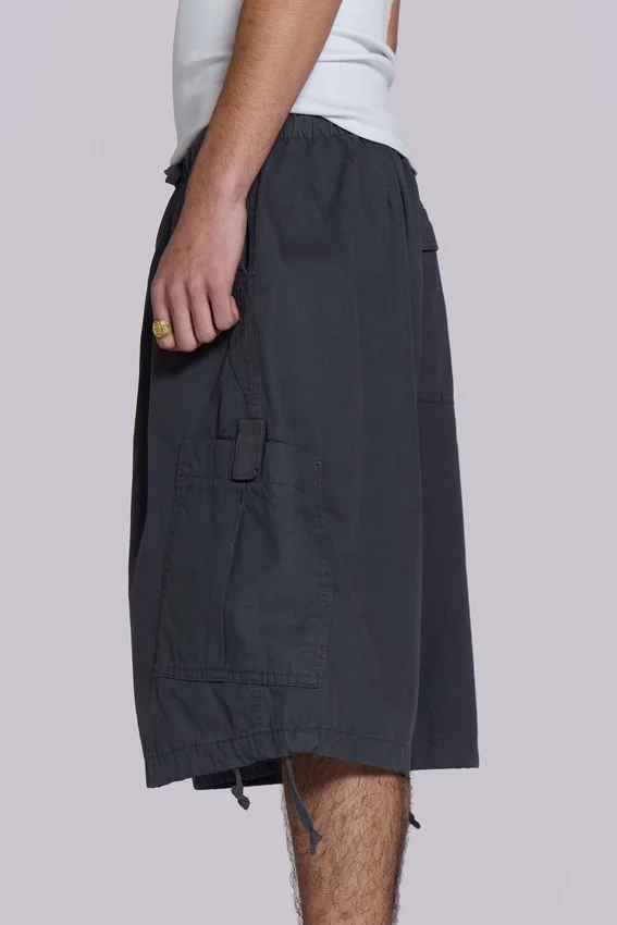 Vintage grijze parachute-Cargoshorts