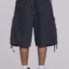 Vintage grijze parachute-Cargoshorts