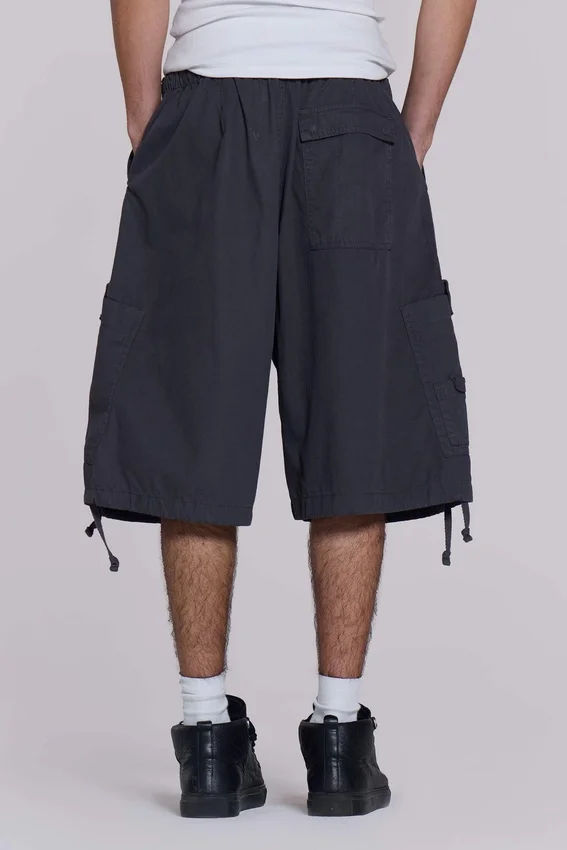 Vintage grijze parachute-Cargoshorts