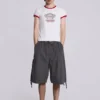 Vintage grijze parachute-Cargoshorts