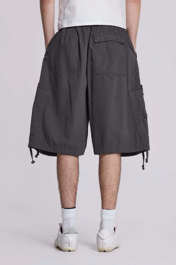Vintage grijze parachute-Cargoshorts