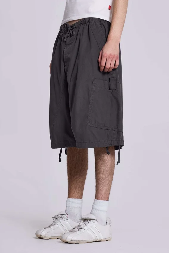 Vintage grijze parachute-Cargoshorts