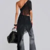 Gewassen zwarte Drift-Jeans met bootcut