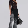 Gewassen zwarte Drift-Jeans met bootcut
