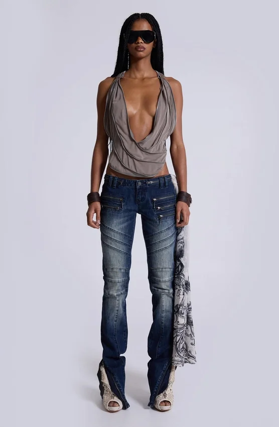 Vrax top met cowl-hals en rits