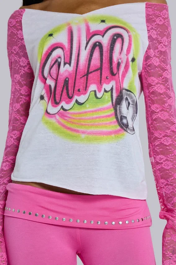 Wag T-shirt met raglanmouwen en airbrush-print