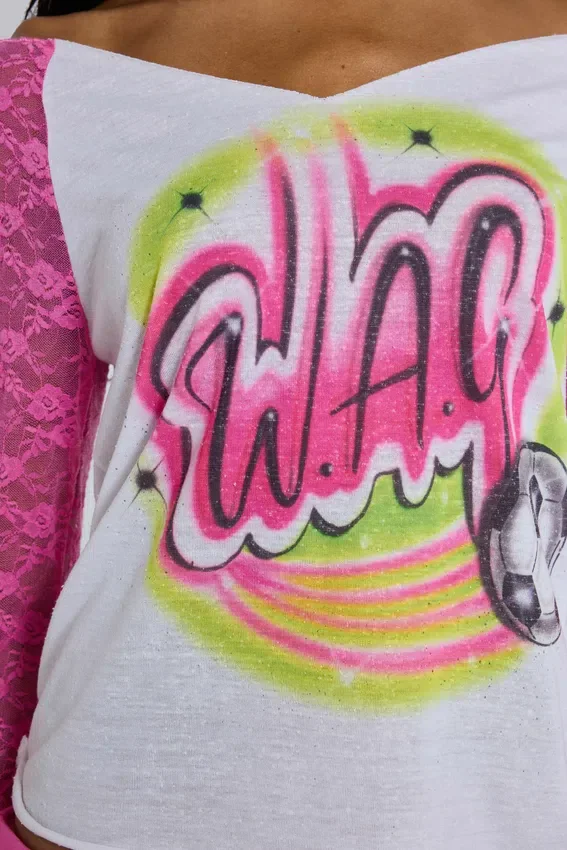 Wag T-shirt met raglanmouwen en airbrush-print