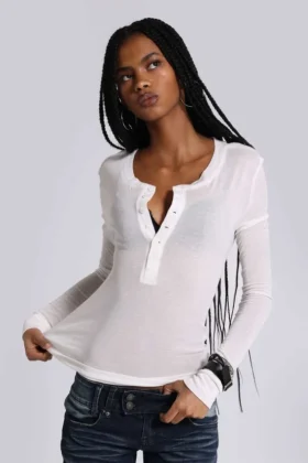 White Haze Henley-top