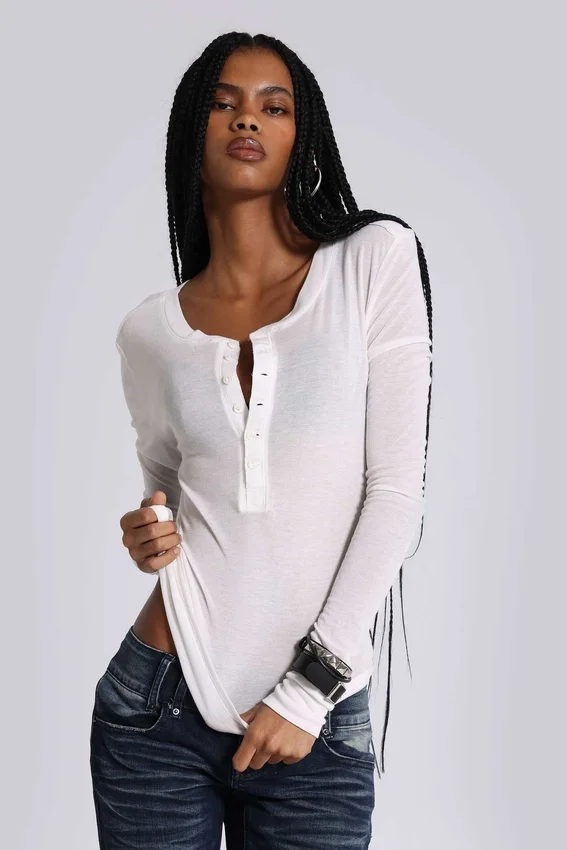 White Haze Henley-top