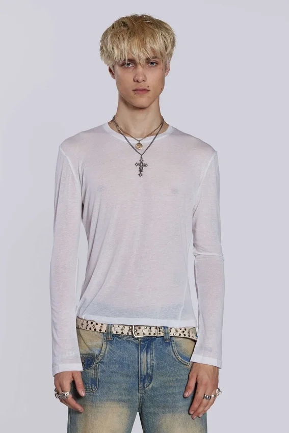 White Mist-top met lange mouwen