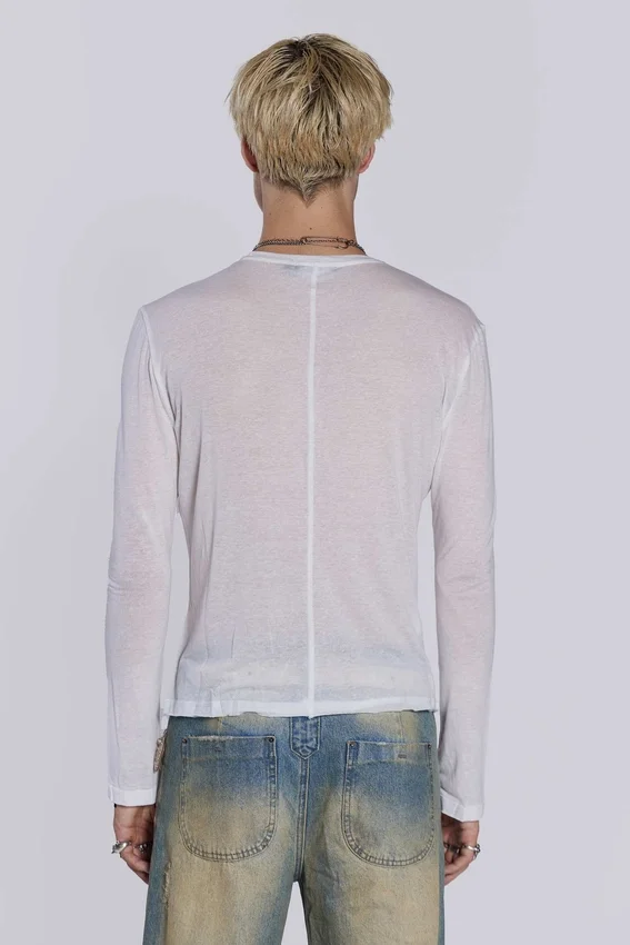 White Mist-top met lange mouwen