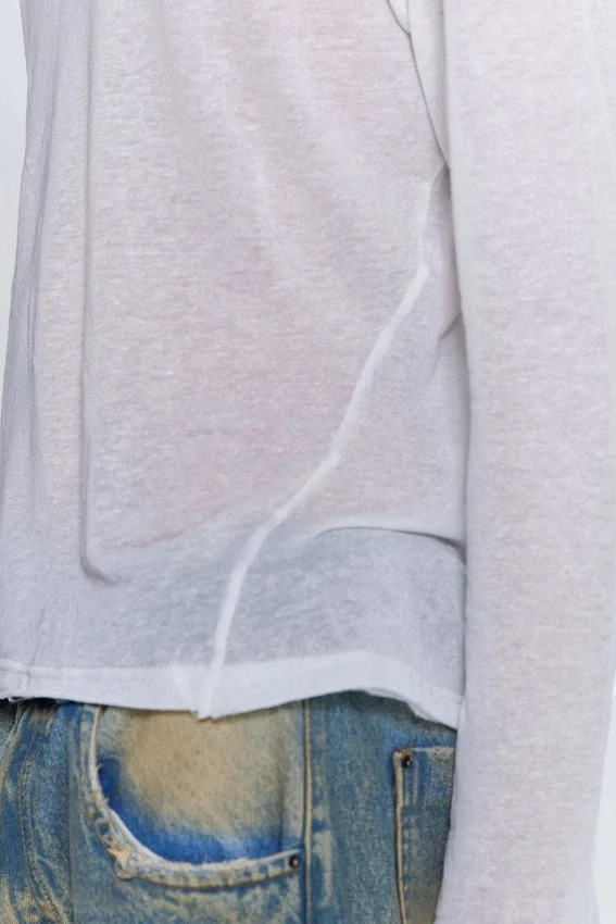 White Mist-top met lange mouwen