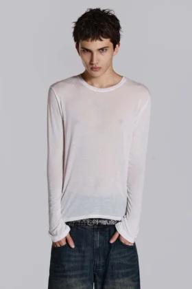 White Mist-top met lange mouwen