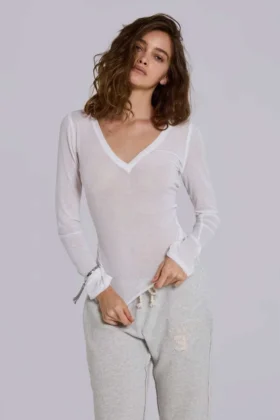 White Mist top met V-hals