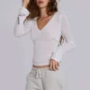 White Mist top met V-hals