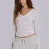 White Mist top met V-hals