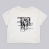 Wit ets-T-shirt met korte mouwen