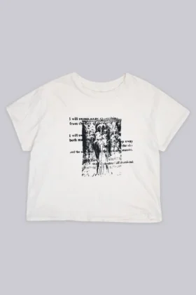 Wit ets-T-shirt met korte mouwen