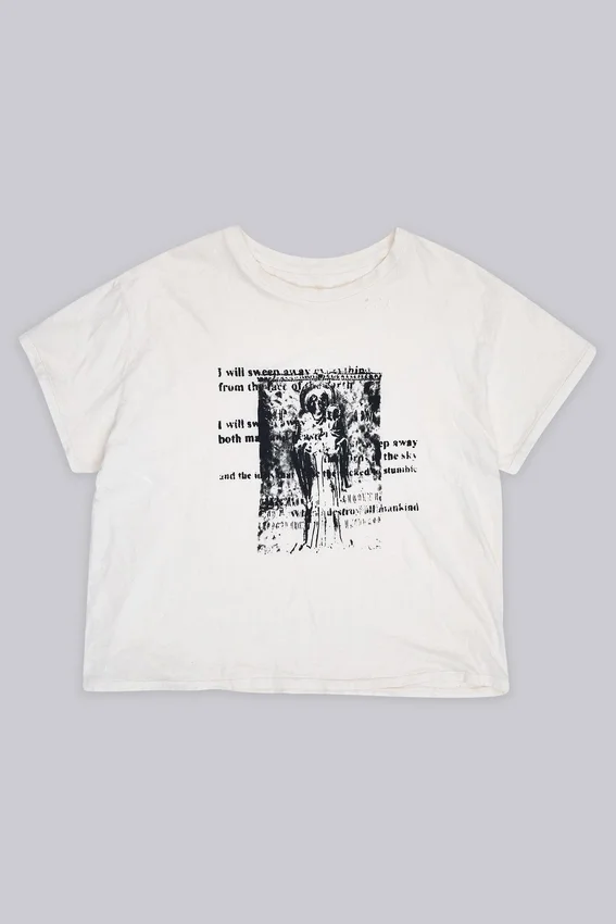 Wit ets-T-shirt met korte mouwen