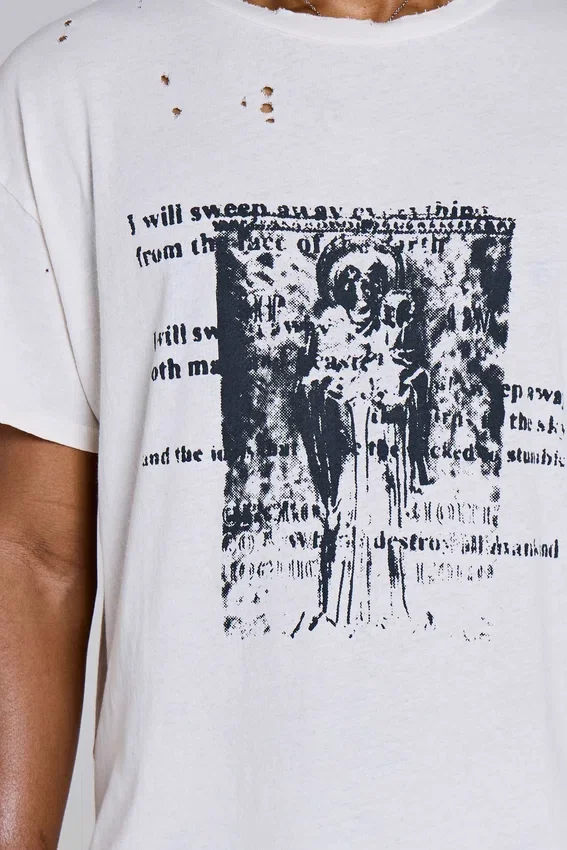 Wit ets-T-shirt met korte mouwen