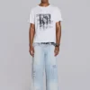 Wit ets-T-shirt met korte mouwen