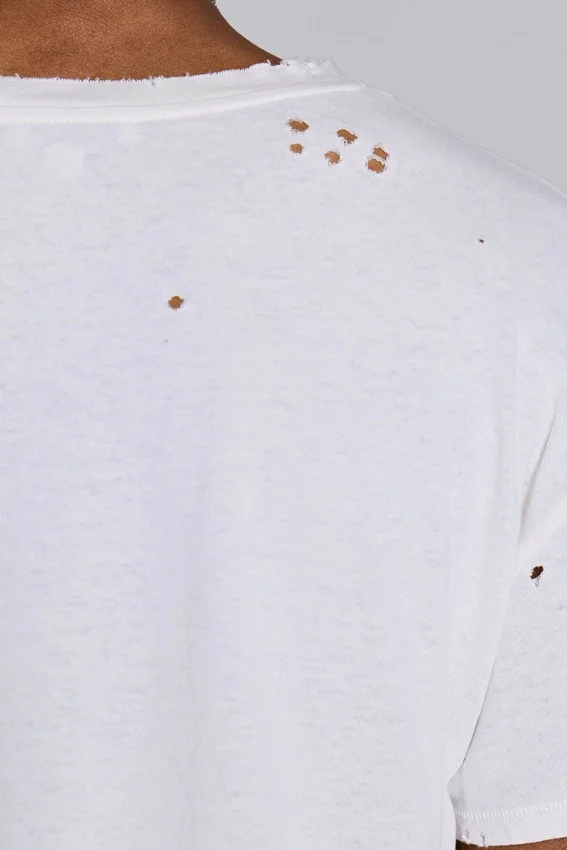 Wit ets-T-shirt met korte mouwen