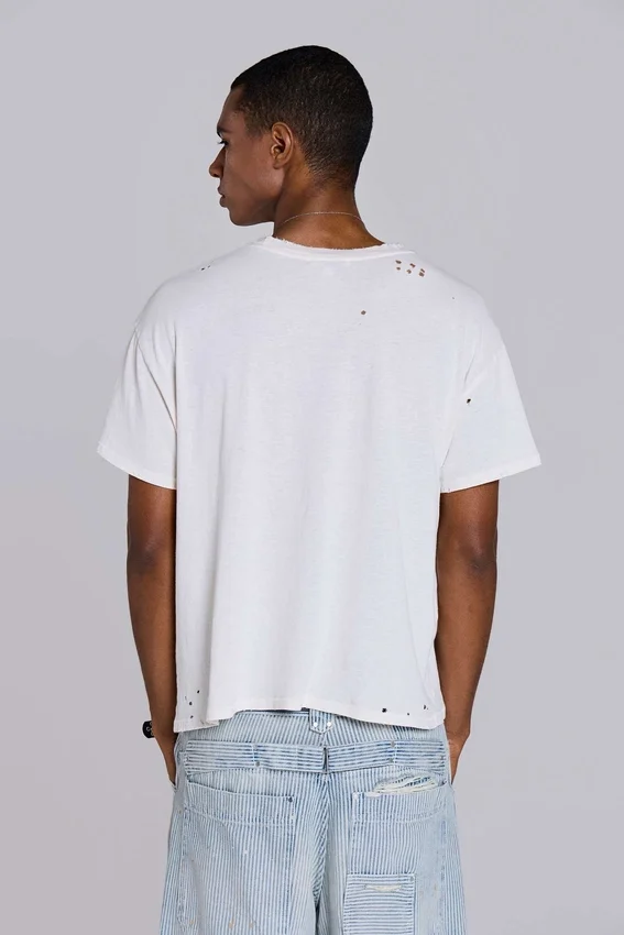 Wit ets-T-shirt met korte mouwen