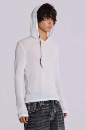 Witte gemêleerde Mist-hoodie