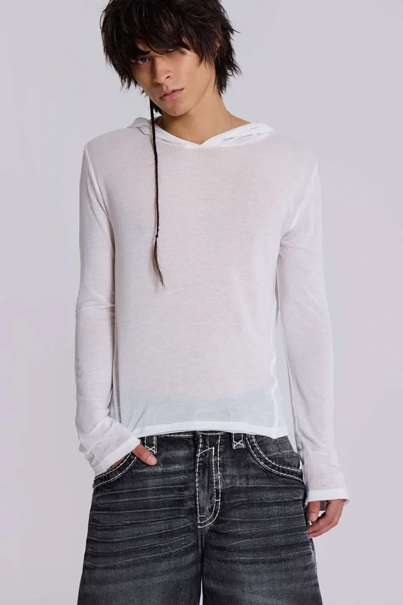 Witte gemêleerde Mist-hoodie