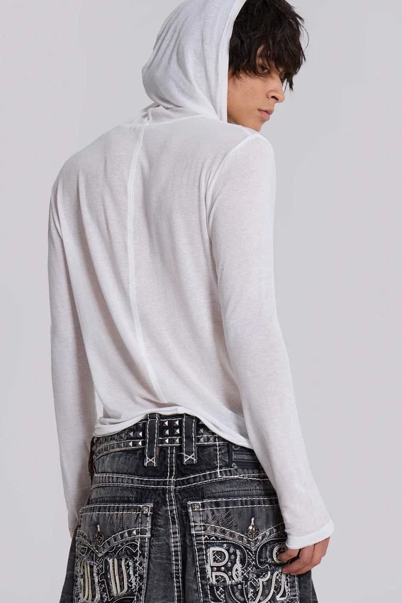 Witte gemêleerde Mist-hoodie