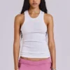 Witte geribde longline-vest