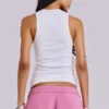 Witte geribde longline-vest