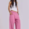 Witte geribde longline-vest
