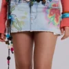 Zadie Airbrush Denim Off-mini-rok