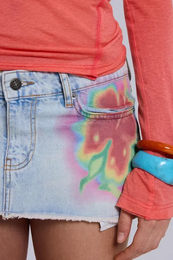 Zadie Airbrush Denim Off-mini-rok