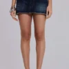 Zadie denim afgeknipte minirok in donkere wassing