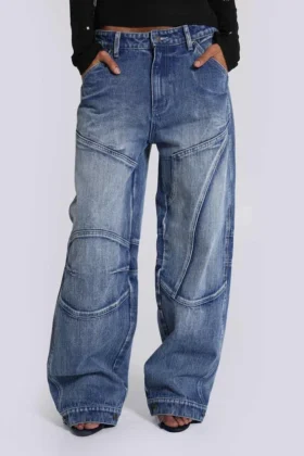 Zae baggy jeans met panelen en lage taille