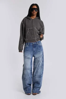 Zae baggy jeans met panelen en lage taille
