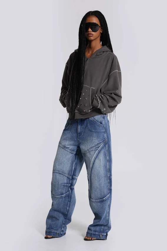 Zae baggy jeans met panelen en lage taille