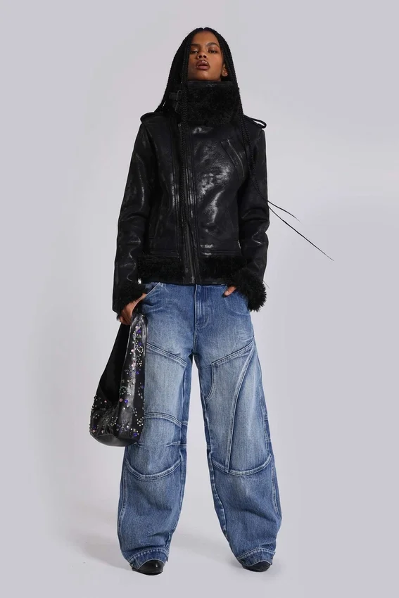 Zae baggy jeans met panelen en lage taille