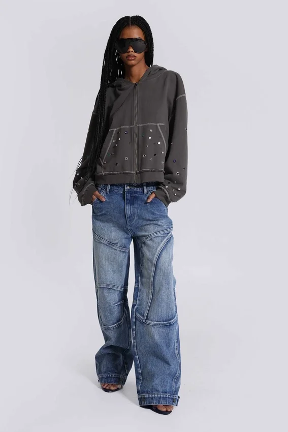 Zae baggy jeans met panelen en lage taille